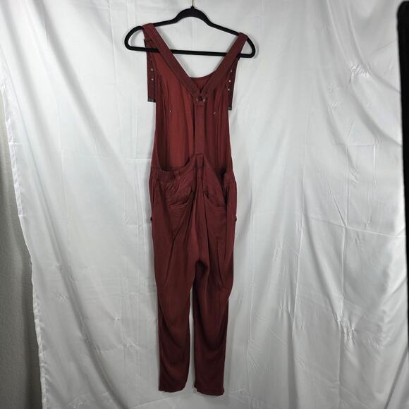 Free People Overalls XS Red Adjustable Strap Jumpsuit Pockets Casual Boho - Picture 5 of 12